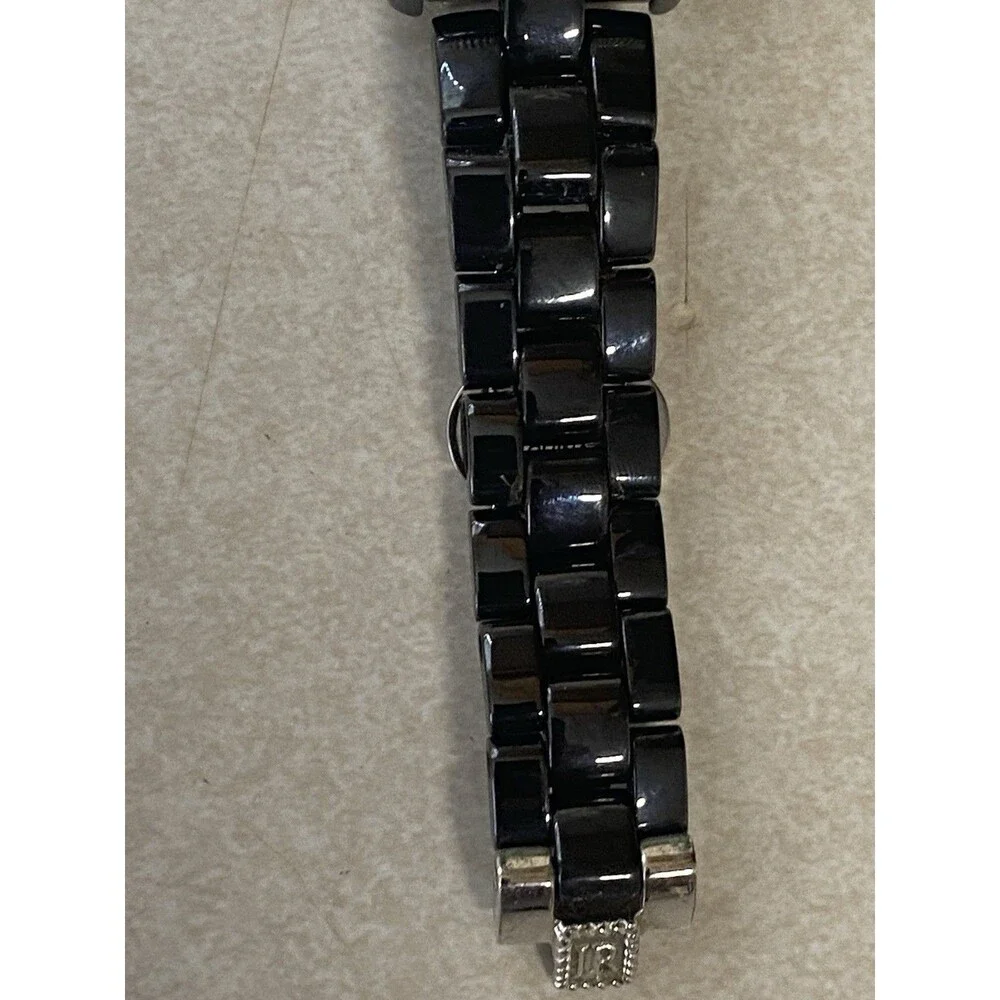 Judith Ripka Ceramic and Stainless Steel Diamonique Bracelet Watch